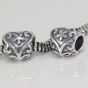 1pc Solid 925 Sterling Silver Floral Heart Charm Love Bead, Compatible with Pandora All Other Charm Bracelet, EC231