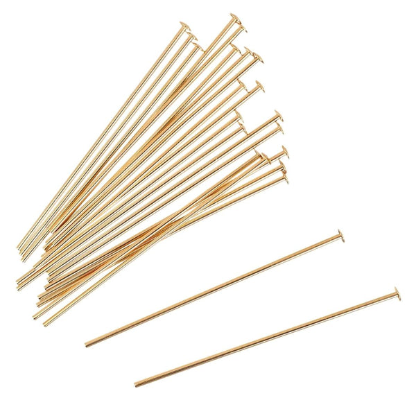 20pcs Real 1/20 14K Gold Filled Flat Head Pins Headpin, 24 Gauge/0.5mm, Length Selections: 1 inch/1.5 inch/2 inch