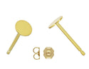 100pcs Earring Posts Glue On Settings, with 40pcs Earring Backs, 18K Yellow Gold Plated Brass, Flat Board Size Selections: 3mm/4mm/6mm/8mm