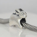 1pc Cute Real Solid Sterling Silver Rabbit Charm Bunny Bead, Compatible with Pandora All Other Charm Bracelets, EC482
