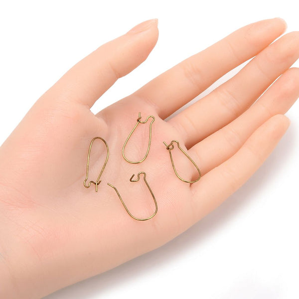 100pcs Earring Hooks Kidney Ear Wire, Antique Bronze Plated Brass, Size Selections: 18mm/25mm/30mm/36mm/43mm/47mm