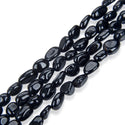 Natural Black Tourmaline Gemstone Oval Tumbled Pebble Beads, Irregular, 5mm to 9mm, Hole ID 1mm, 15 Inch/1 Strand, GZ12-46