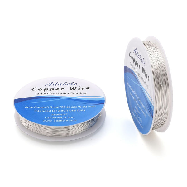 147 Feet Premium Tarnish Resistant Round Jewelry Copper Wire, 0.5mm/24 Gauge, Sterling Silver Plated Copper, BF285-5