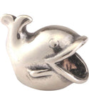 Real Solid Sterling Silver Dancing Dolphin Peace Charm Bead, Compatible with Pandora All Other...