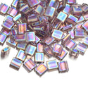 10g Miyuki Full Tila Square Seed Beads 5x5mm, Rainbow Light Amethyst (TL-256)
