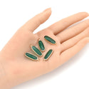 10pcs Grade A May Emerald Green Rectangle Bar Birthstone Charm Drops, 18K Yellow Gold Plated Brass, 21x7mm, CCP8-G5