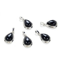 2pcs Natural Black Obsidian Teardrop Gemstone Pendants, 22mm Pear Stone Drops, G2P-J5