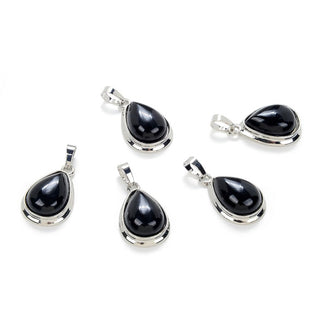 2pcs Natural Black Obsidian Teardrop Gemstone Pendants, 22mm Pear Stone Drops, G2P-J5