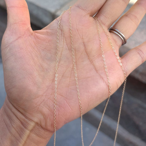 5 Feet 1/20 14K Gold Filled Unfinished Flat Cable Chain Link, 1.3mm Width/Thin Small, Non Tarnish, KG-R1