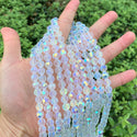 140pcs Creative Club Faceted Round Crystal Glass Beads, Crystal AB, 8mm, Hole ID 1mm, CC2R802