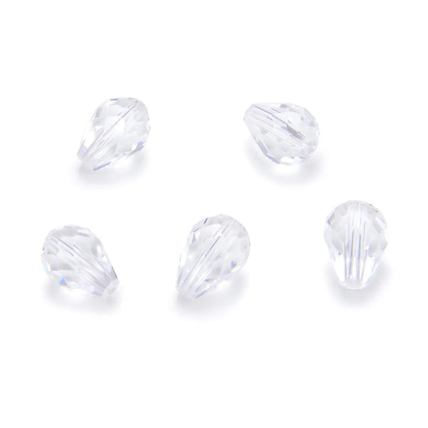24pcs Adabele Austrian Faceted Teardrop Crystal Beads #5500, Crystal Clear, 8mm x 6mm, Hole ID 1mm, SST-801