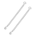 2pcs 925 Sterling Silver Chain Extender with Clasp, Rhodium Plated Cable Chain Extension, Length Selections: 2 inch/3 inch/4 inch/5 inch/6 inch