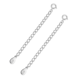 2pcs 925 Sterling Silver Chain Extender with Clasp, Rhodium Plated Cable Chain Extension, Length Selections: 2 inch/3 inch/4 inch/5 inch/6 inch