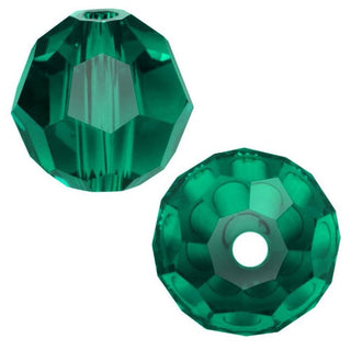 25pcs Preciosa Faceted Round Crystal Beads, Emerald Green, 6mm, Hole ID 1mm, Pre-2R624