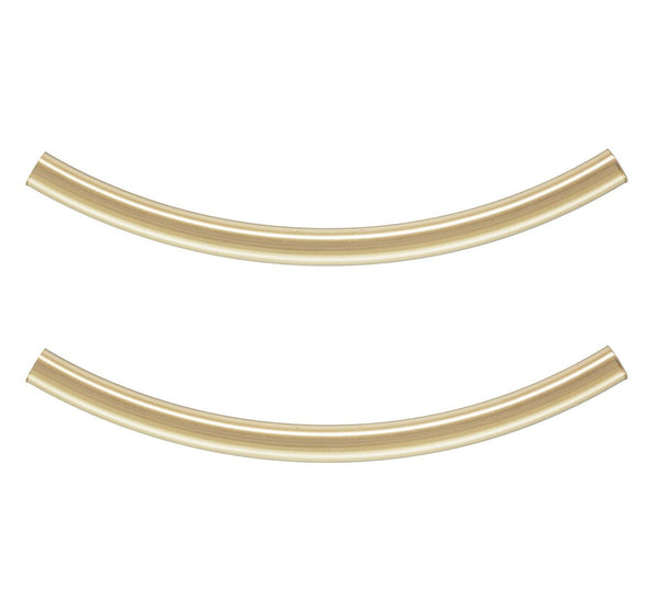 5pcs Real 1/20 14K Gold Filled Curved Noodle Tubes, Hole ID 1.5mm, Length Selections: 20/25/30/35/40mm