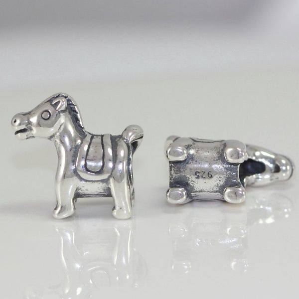 1pc Cute Real Solid Sterling Silver Horse Charm Bead, Compatible with Pandora All Other Charm Bracelets, EC478