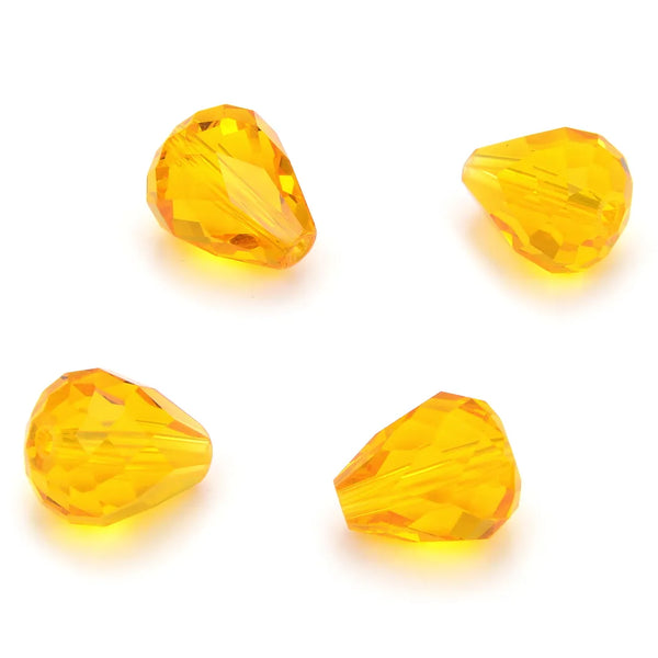 24pcs Adabele Austrian Faceted Teardrop Crystal Beads #5500, Light Topaz Yellow, 12mm x 10mm, Hole ID 1.2mm, SST-1208