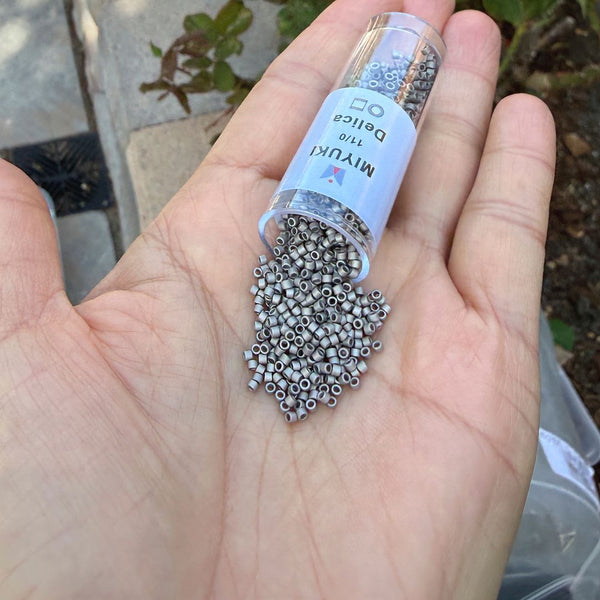 7.5g Miyuki Delica 11/0 Seed Beads, Transparent Matte Nickel-Plated DB321