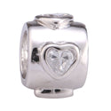 Solid 925 Sterling Silver Heart Charm Love You Forever Bead Cubic Zirconia CZ fit All Charm...