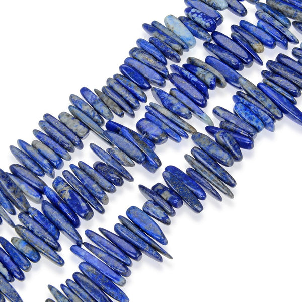Natural Blue Lapis Lazuli Gemstone Stick Point Beads, Irregular, 7mm-23mm Long, Hole ID 1mm 1 Strand/15 Inch, GZ5-14