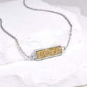 1pc Natural Druzy Crystal Pendant Necklace, Gold Bar Gemstone Pendant, 18 inch Stainless Steel Surgical Chain, GGP23-1