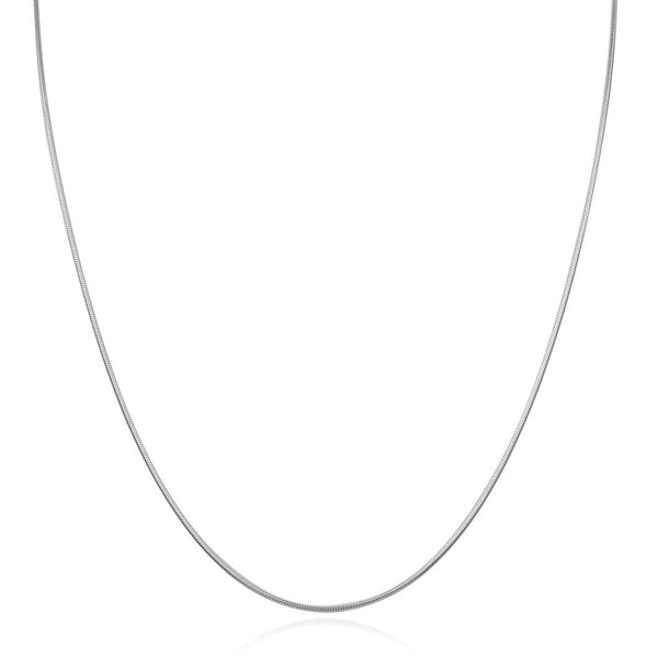 1pc 925 Sterling Silver Snake Chain Necklace, Tarnish Resistant Rhodium Plated, 1mm, Thin Small Strong, Length Selections: 18/20/22/24/26 inch
