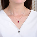925 Sterling Silver July Birthstone Solitaire Necklace, 8mm/2 Carat Red Ruby Cubic Zirconia CZ, Length Selections: 16 inch/18 inch
