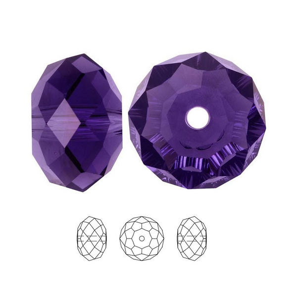 24pcs Adabele Austrian Faceted Rondelle Crystal Beads #5040, Purple, Size Selections: 6x4mm, 8x6mm, 10x8mm