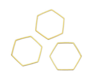 10pcs Hexagon Beading Hoop Links, Tarnish Resistant, 18K Yellow Gold Plated Brass, Size Selection: 20mm/26mm/30mm