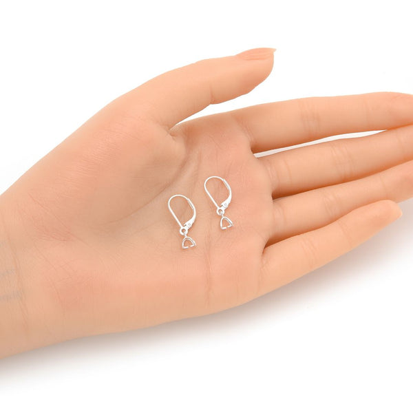4pcs 925 Sterling Silver Leverback Earring Hooks, Pinch Bail Clasp, 22.5mm Long, SS82-1