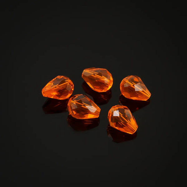 24pcs Adabele Austrian Faceted Teardrop Crystal Beads #5500, Sun (Orange), 8mm x 6mm, Hole ID 1mm, SST-812