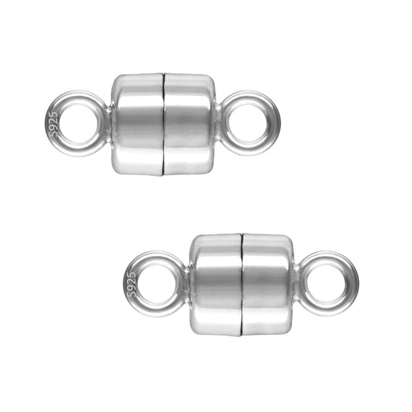 2 Sets 925 Sterling Silver Small Strong Magnetic Clasp, Tarnish Resistant Rhodium Plated, SS488-3