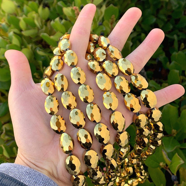 50pcs Creative Club Faceted Flat Oval Crystal Beads, Gold Aurum, 16x12mm/Large, Hole ID 1.1mm, CCO-33