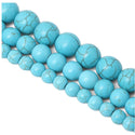 Natural Magnesite Imitated Blue Turquoise Gemstone Round Beads, 6mm, Hole ID 1mm, 30 Inch, About 130pcs Beads, GR-D6