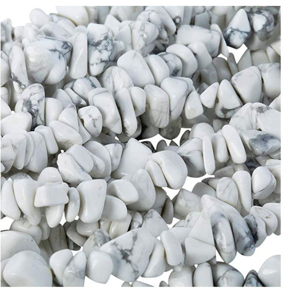 Natural White Howlite Gemstone Chip Beads, Free Form, 5mm-8mm, Hole ID 1mm, 1 Strand/31 Inch, GZ1-6
