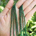 Natural Emerald Green Jade Gemstone Faceted Round Beads, 3mm/Small Tiny, Hole ID 0.8mm, 2 Strands/26 Inch Total, GH3R-10