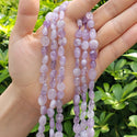 Natural Purple Lavender Jade Gemstone Oval Tumbled Pebble Beads, Irregular, 8mm to 12mm, Hole ID 1mm, 15 Inch/1 Strand, GZ12-19