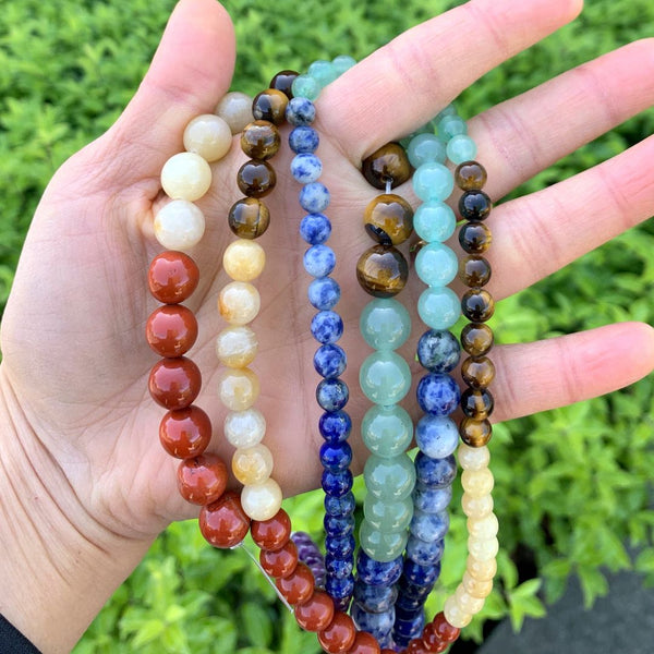 Mixed Gemstone Round Beads, Amethyst, Lapis Lazuli, Blue Sodalite, Aventurine, Tiger Eye, Yellow Jade, Red Jasper Stone Beads, 1 Strand/15 Inch, Size Selections: 6mm/8mm/10mm