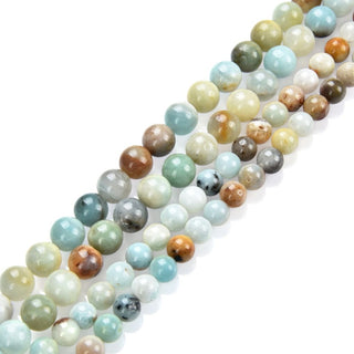 Natural Multi-Color Amazonite Gemstone Round Beads, 1 Strand/15 Inch, Size Selections: 4mm/6mm/8mm/10mm