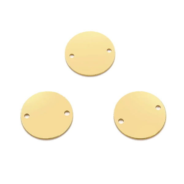 20pcs Raw Brass Small Half Round Semicircle Connector Link, 2-Hole, 15mm, Unplated/Uncoated, CX-R7