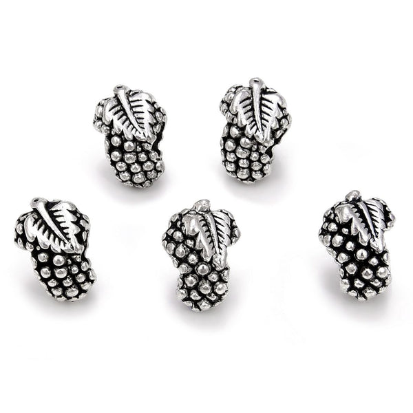20pcs Cute Grape Large Hole Beads, Hole ID 4.5mm, Antique Silver, Zinc Alloy Metal, MEC-F9