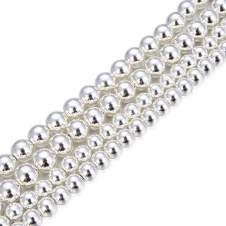Grade A Natural Hematite Gemstone Round Beads, Silver Plated, 15 Inch/1 Strand, Size Selections: 6mm/8mm/10mm