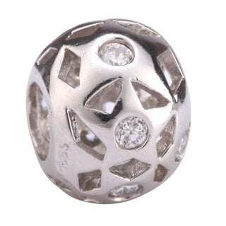 Solid 925 Sterling Silver Eternity Star Charm Love You Forever Clear Cubic Zirconia CZ,...