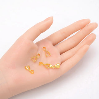 20pcs Tarnish Resistant Pendant Pinch Bail Clip, 18K Yellow Gold Plated Brass, Size Selections: 15mm/18mm/20mm