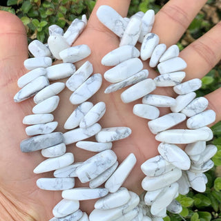 Natural White Howlite Gemstone Stick Point Beads, Irregular, 7mm-23mm Long, Hole ID 1mm 1 Strand/15 Inch, GZ5-19