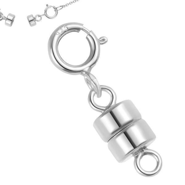 2 Sets 925 Sterling Silver Small Strong Magnetic Clasps, with Springring Clasp,Tarnish Resistant Rhodium Plated, SS489-3