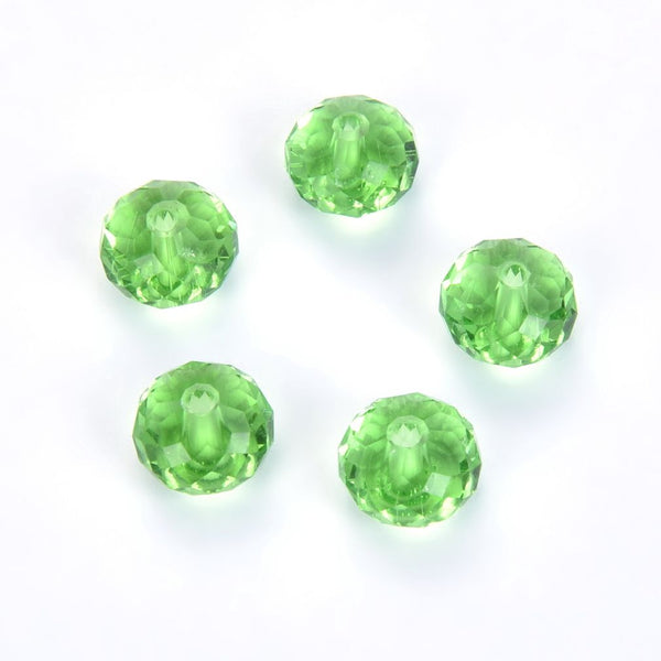 24pcs Adabele Austrian Faceted Rondelle Crystal Beads #5040, Peridot (Green), Size Selections: 6x4mm, 8x6mm, 10x8mm