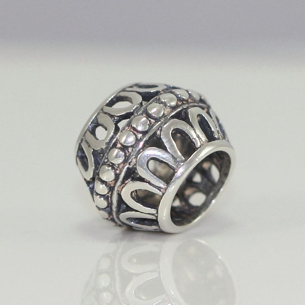 1pc Solid 925 Sterling Silver Artistic Crown Bead Charm, Compatible with Pandora All Other Charm Bracelet, EC25