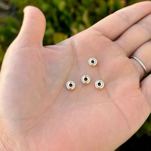 10pcs Real 1/20 14K Gold Filled Puffy Rondelle Beads, Size Selections: 4mm/6mm