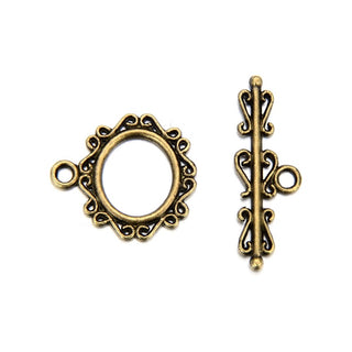 Adabele 20 Sets S Pattern Toggle Clasp, T-Bar Jewelry Closure, 22mm (0.87 Inch), Tarnish Resistant Antique Bronze, MC-AF52